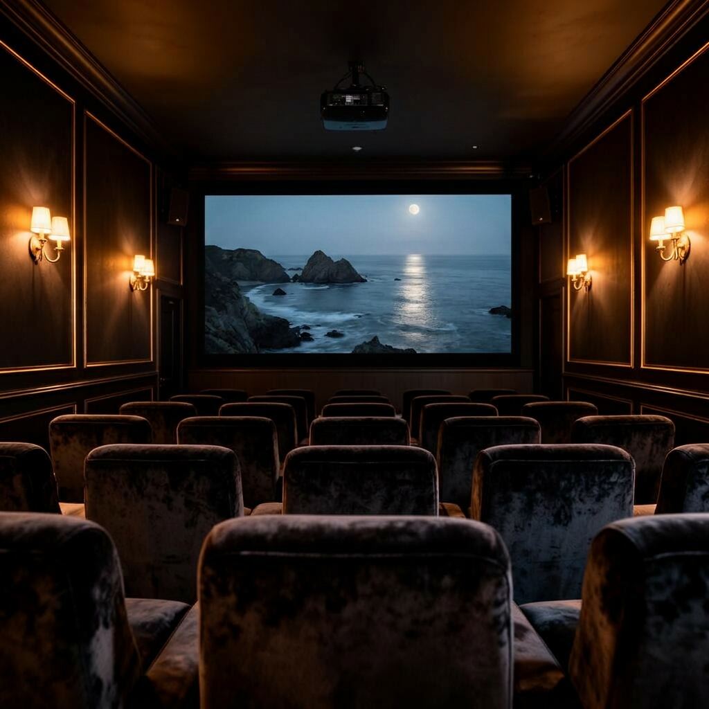 Intimate high-end theater interior with plush seating